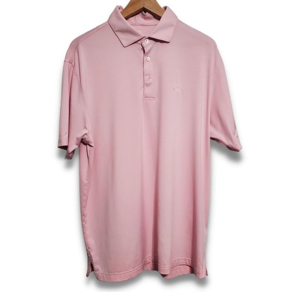 Rhoback Other - Rhoback Men's Large Pink and White Stripe Performance Golf Polo Shirt